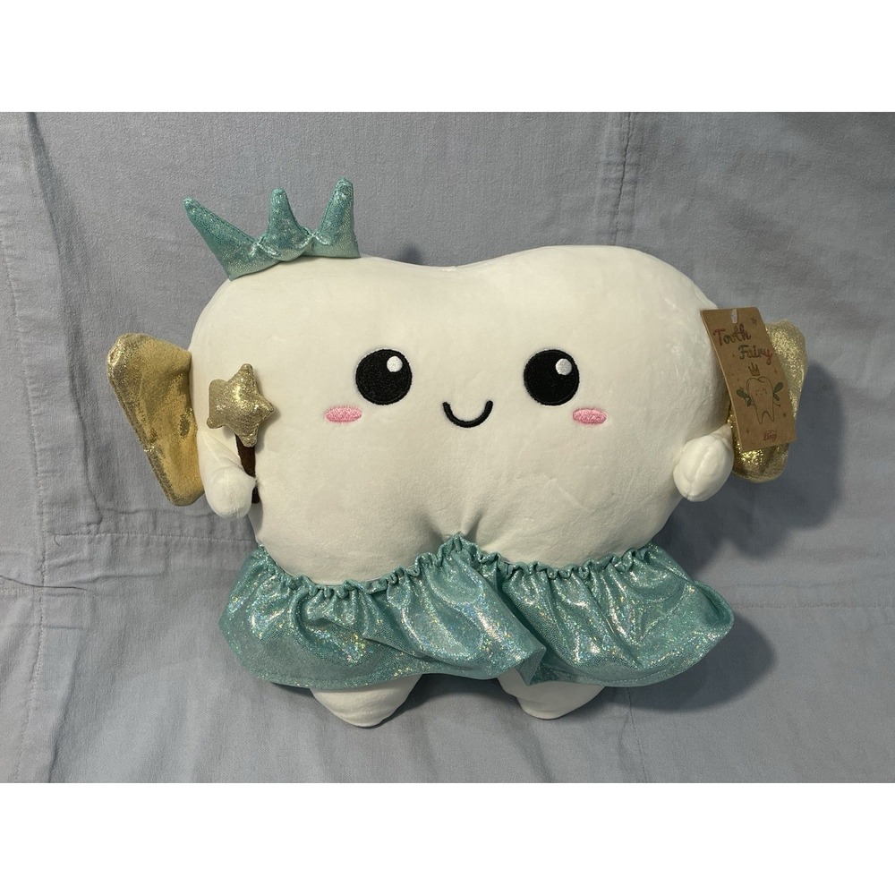 NEW Linzy 13" Tooth Fairy Tooth Shaped Plush Stuffed Toy‎ w/ Tooth Holder Pocket